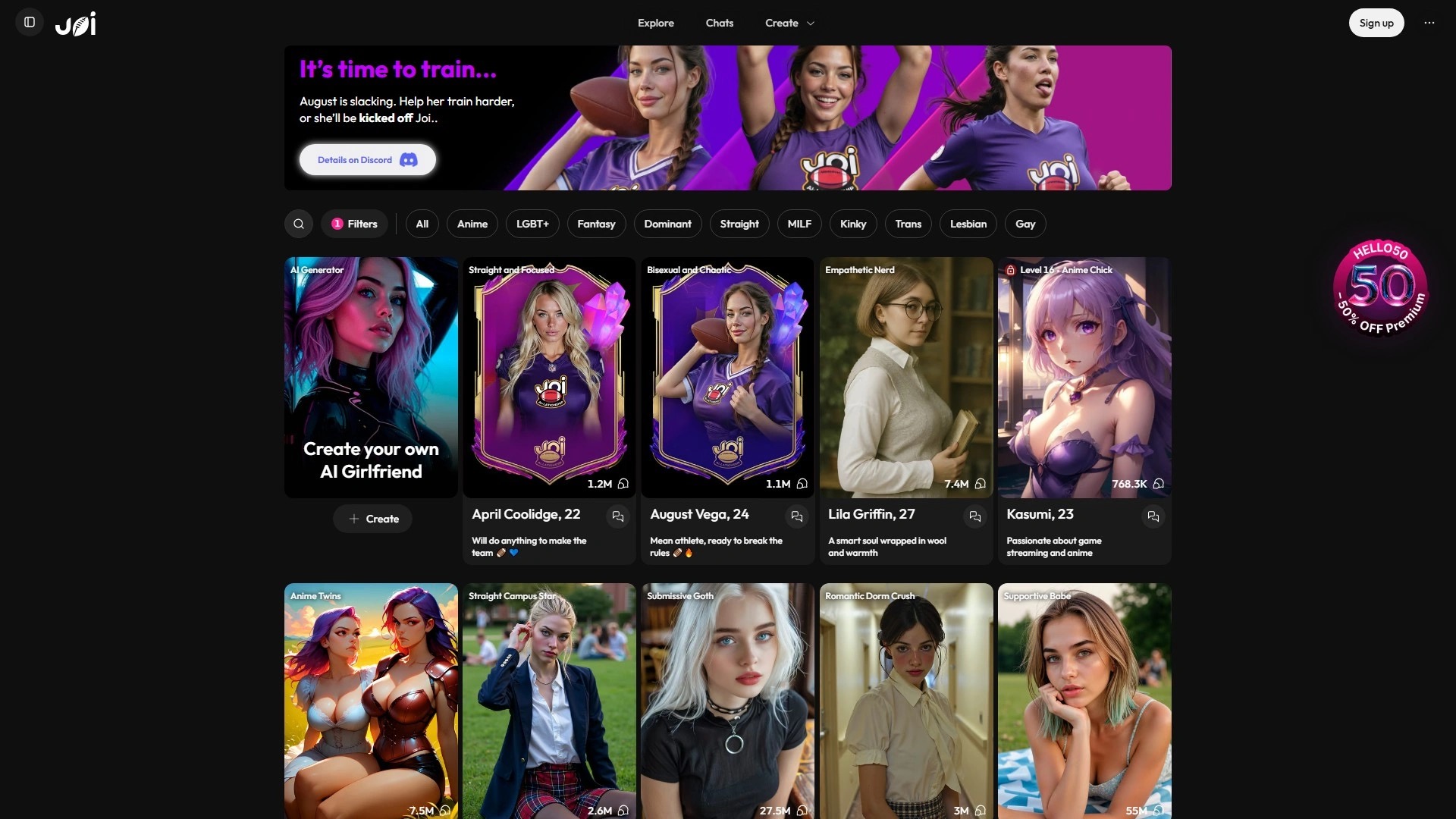 Joi AI app screenshot - deepest persona builder of 2026